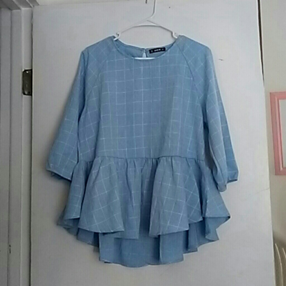SheIn Blue Ruffle Top